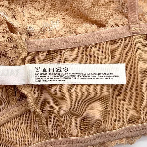ARITZIA TALULA Renfrew Bralette Bundle Womens Small Tan Brown Lace Triangle - Picture 12 of 15